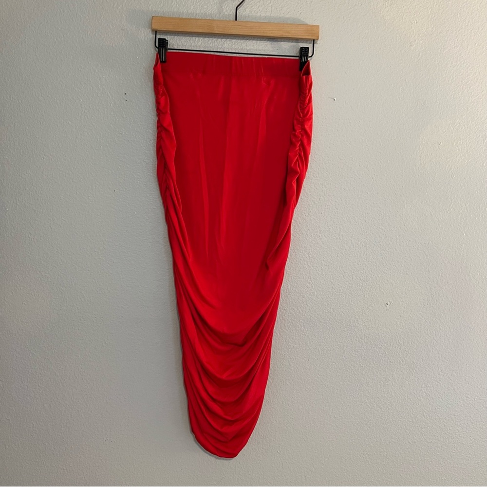 Wearever Red Ruched Midi Skirt 2X